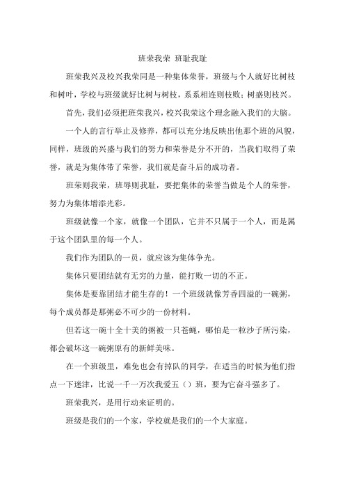 班荣我荣班耻我耻-作文