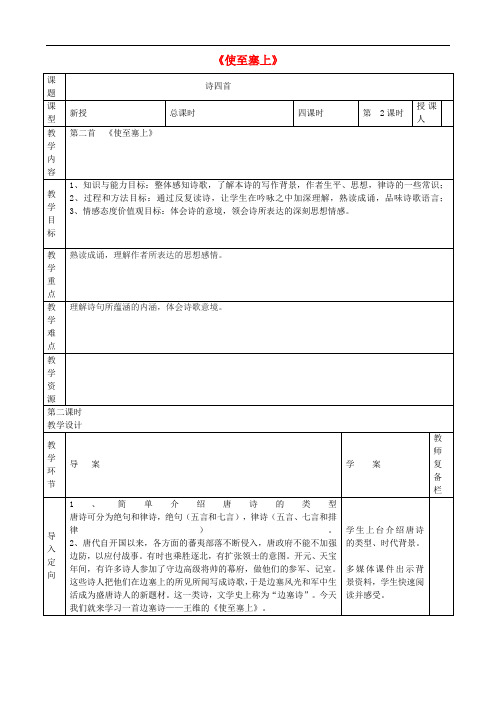 八年级语文上册 第六单元 第30课《诗四首》使至塞上王