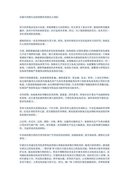 活菌中药微生态制剂教你养猪怎么预防