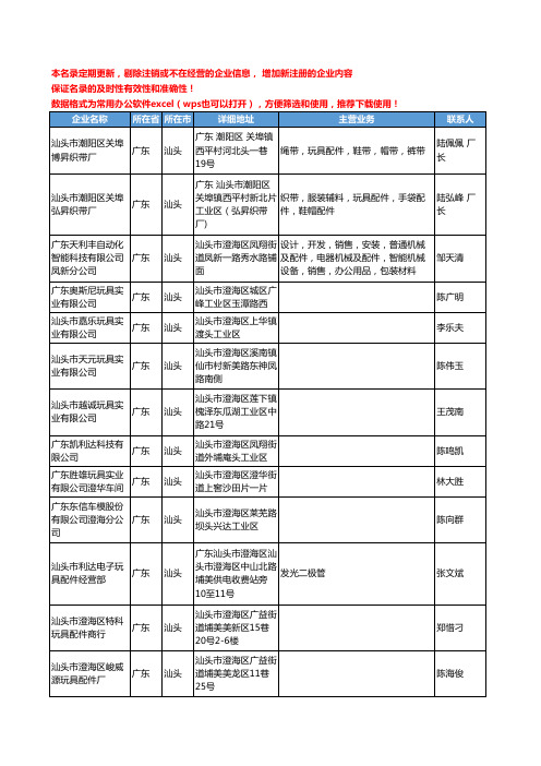 2020新版广东省汕头玩具配件工商企业公司名录名单黄页联系方式大全188家
