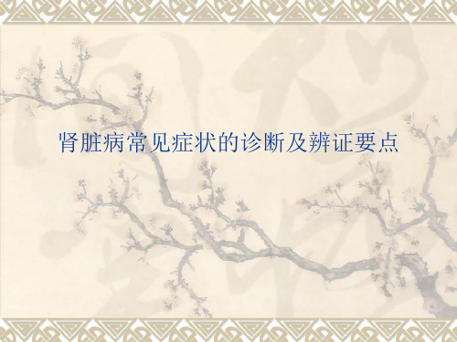 肾脏病常见症状的诊断及辨证