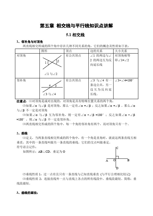 第五章相交线与平行线知识点讲解