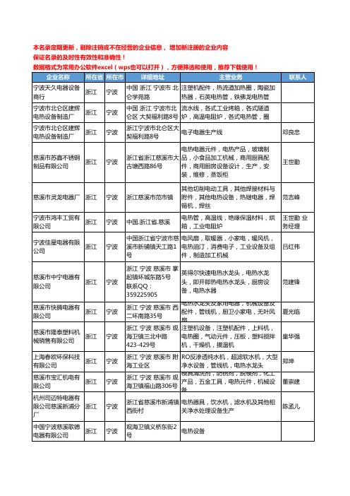 2020新版浙江省宁波电热设备工商企业公司名录名单黄页大全105家