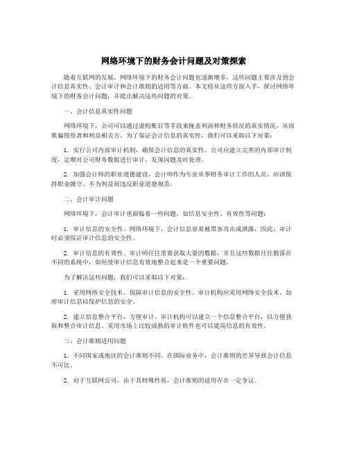 网络环境下的财务会计问题及对策探索