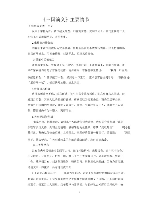 《四大名著之三国》主要情节
