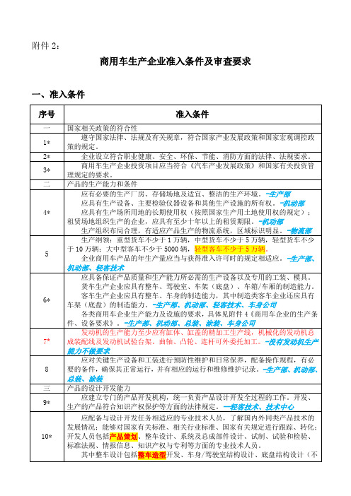 《商用车生产企业准入条件及审查要求》-(部门分工)