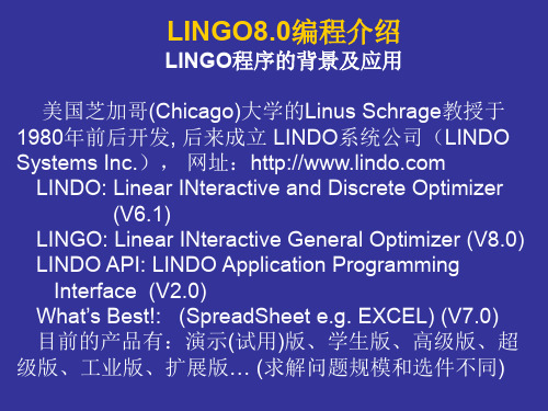 lingo-教程资料汇总-LINGO8.0编程介绍