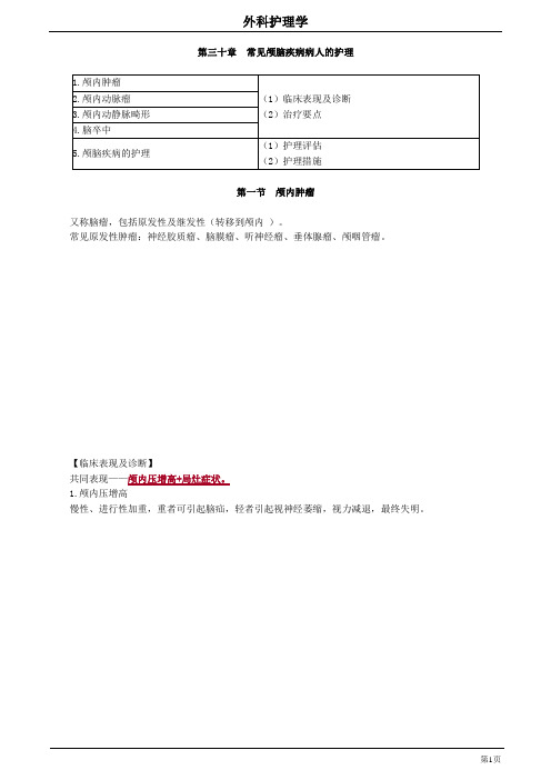30章 常见颅脑疾病病人的护理
