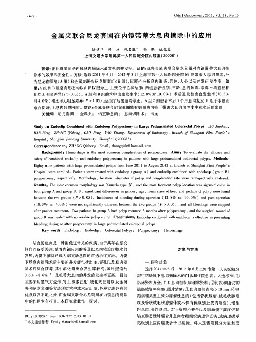金属夹联合尼龙套圈在内镜带蒂大息肉摘除中的应用
