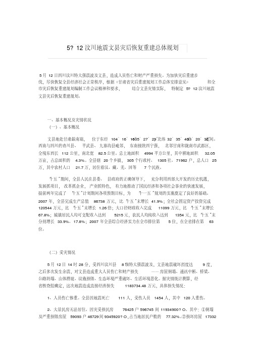 512汶川地震文县灾后恢复重建总体规划.pdf