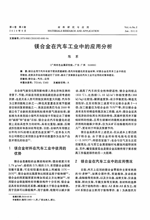 镁合金在汽车工业中的应用分析