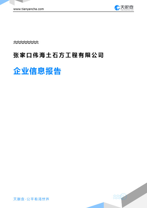 张家口伟海土石方工程有限公司企业信息报告-天眼查