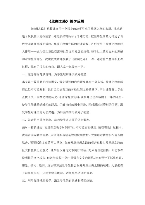 《丝绸之路》反思