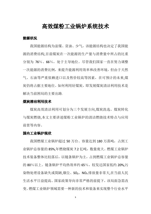 高效煤粉工业锅炉系统技术