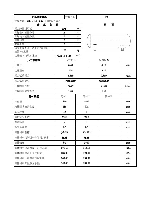 sw6卧式容器计算