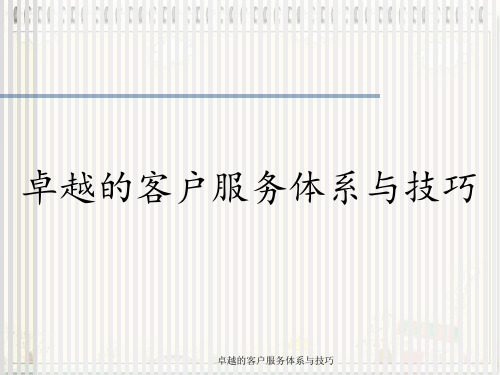卓越的客户服务体系与技巧