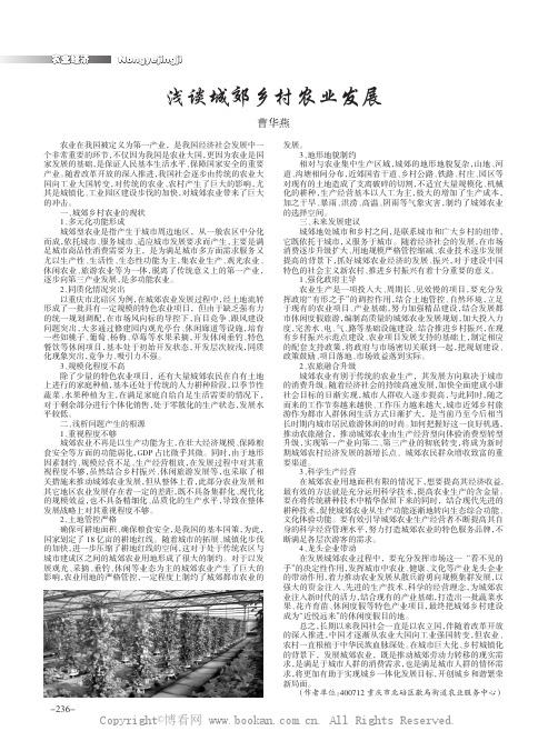 浅谈城郊乡村农业发展