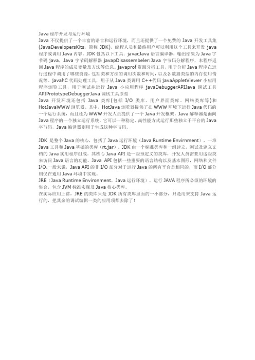 java的开发环境和运行环境是一回事吗