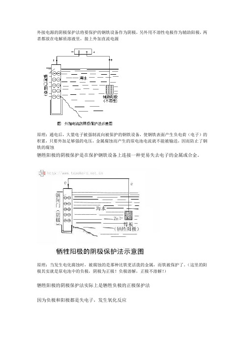 外接电源的阴极保护法将要保护的钢铁设备作为阴极