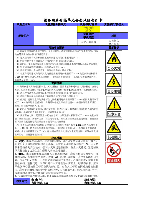 4设备用房分隔单元安全风险告知卡