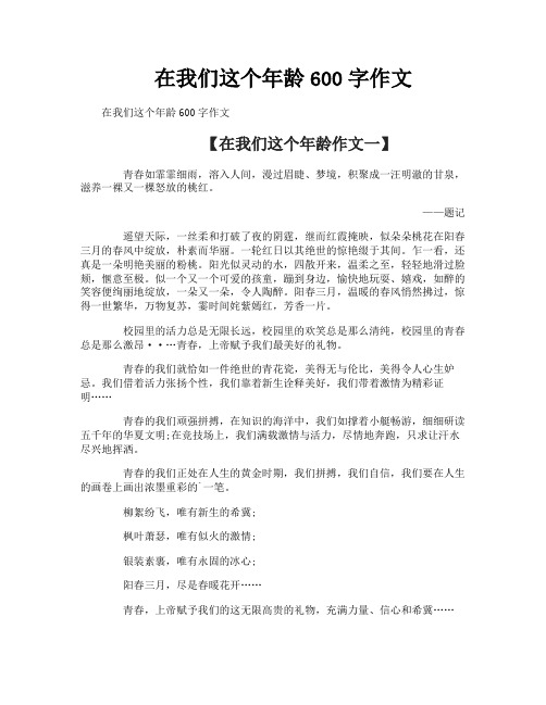 在我们这个年龄600字作文