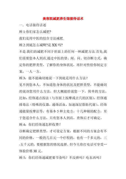 美容院减肥养生馆接待话术