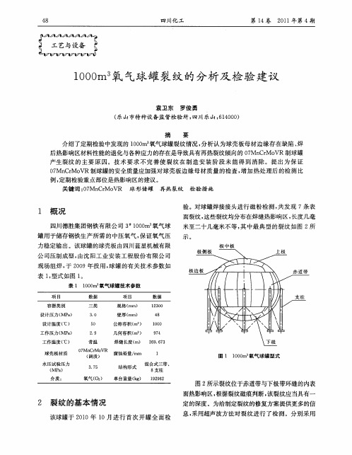 1000m~3氧气球罐裂纹的分析及检验建议