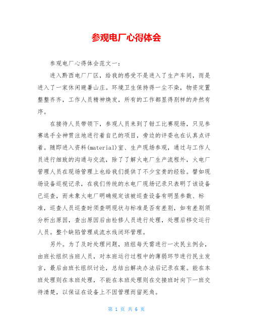 参观电厂心得体会