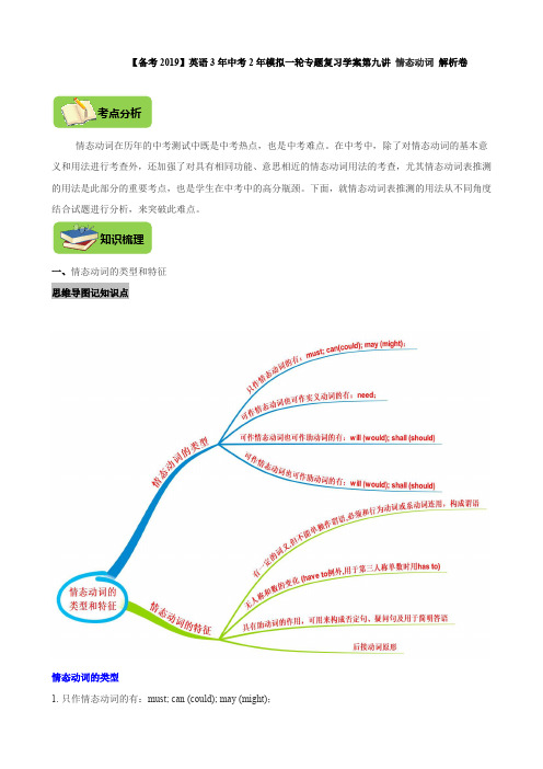 【备考2019】英语3年中考2年模拟一轮专题复习学案第九讲 情态动词 解析卷
