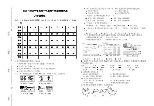 新2015-2016学年第一学期八年级地理期中模拟考试卷