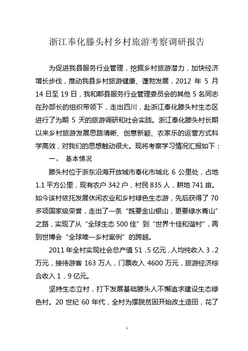 滕头村乡村旅游考察报告