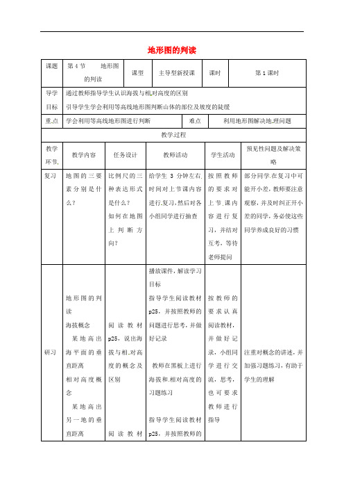 七年级地理上册 1.4地形图的判读教案1 新人教版