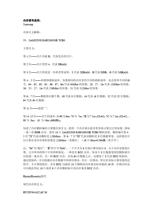 内存型号说明