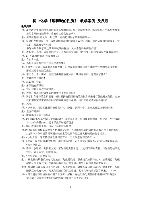 酸和碱的性质教学案例 及反思