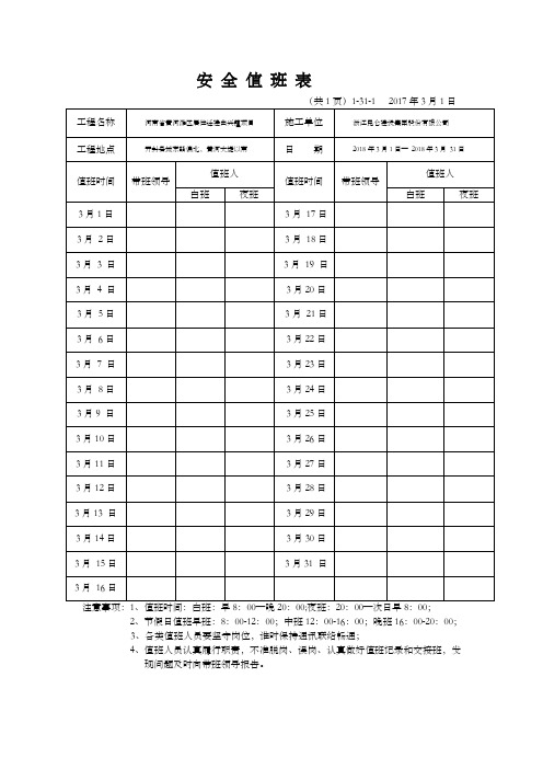 安全值班表8389