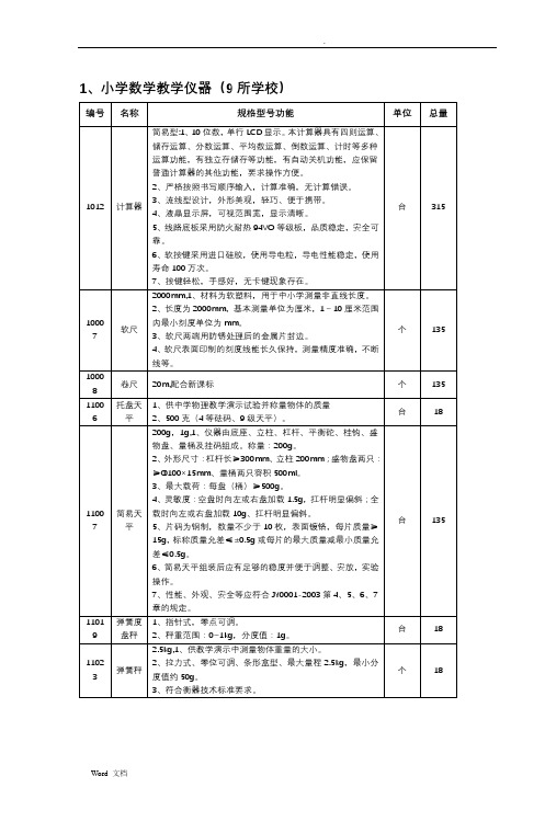 小学数学教学仪器(9所学校)