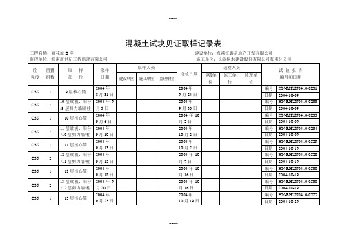 混凝土试块见证取样记录表(优.选)