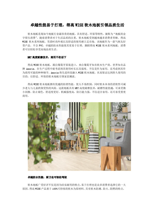 卓越性能易于打理,得高WISE软木地板引领品质生活