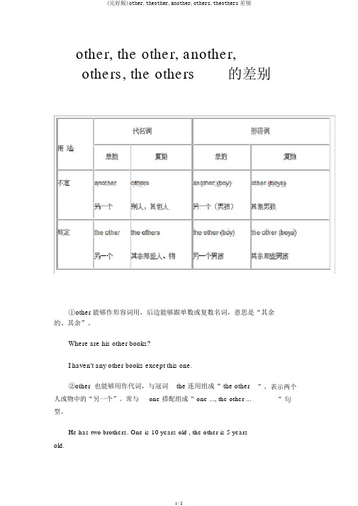 (完整版)other,theother,another,others,theothers区别