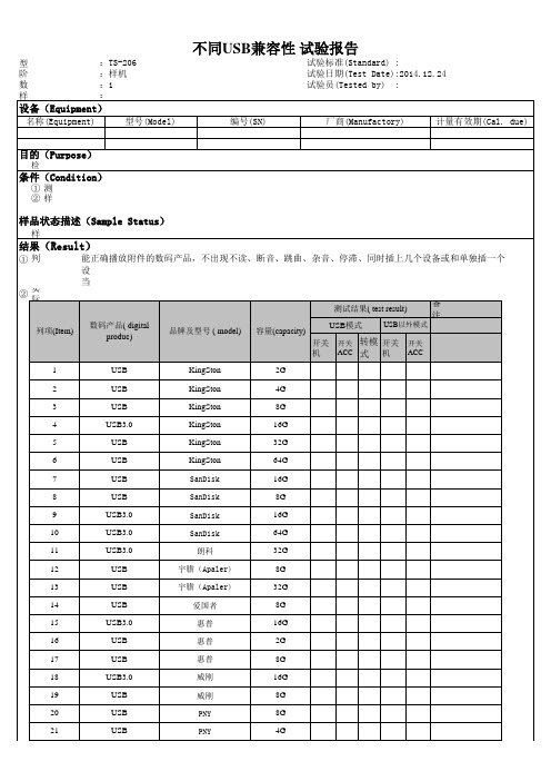 USB兼容性测试报告