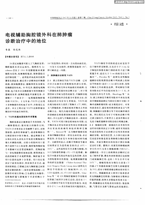 电视辅助胸腔镜外科在肺肿瘤诊断治疗中的地位