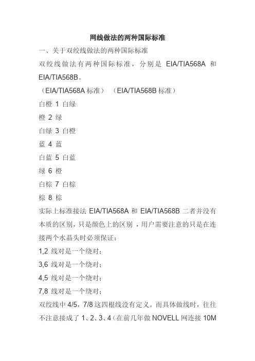 网线做法的两种国际标准