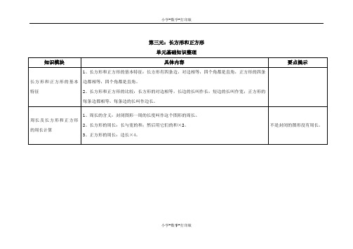 苏教版-数学-三年级上册-整理复习 长方形和正方形