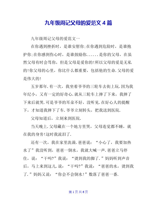 九年级周记父母的爱范文4篇