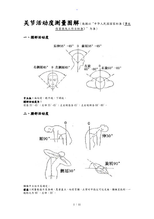 关节活动度测量图解-关节角度测量表