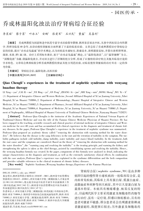 乔成林温阳化浊法治疗肾病综合征经验