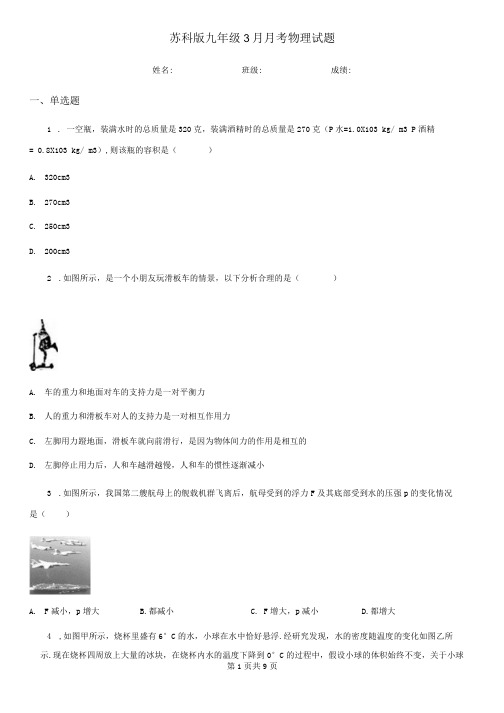 苏科版九年级3月月考物理试题.docx