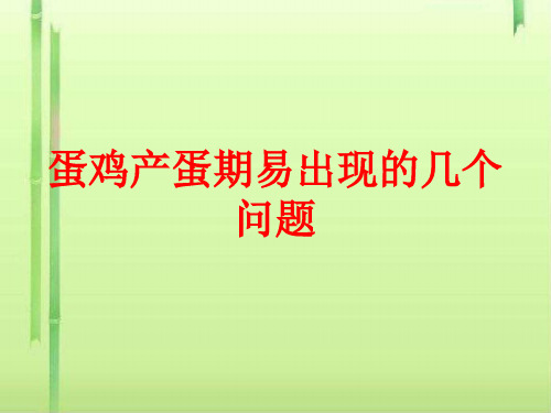 蛋鸡产蛋期易出现的几个问题