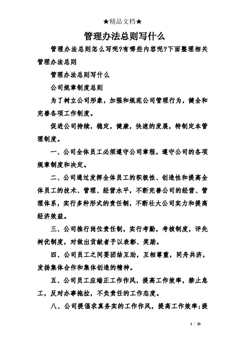 管理办法总则写什么