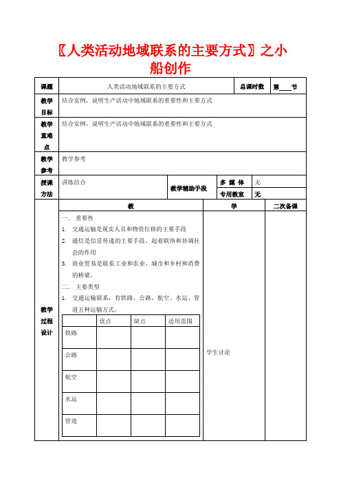 高考地理一轮复习 第四单元 第一节《人类活动地域联系的主要方式》教案()
